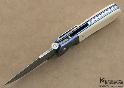 Pat Crawford Custom Knives Devin Thomas "Spirograph" Damascus & Pre-ban Elephant Ivory Linerlock - Image 4