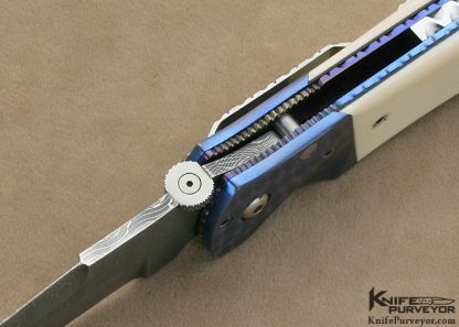 Pat Crawford Custom Knives Devin Thomas "Spirograph" Damascus & Pre-ban Elephant Ivory Linerlock - Image 5
