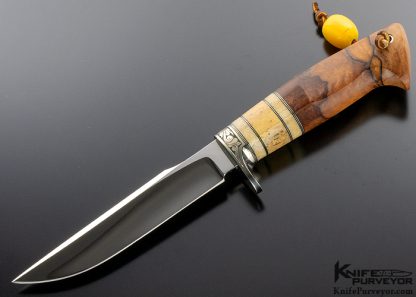 D'Alton Holder Custom Knife "Slim" Natchez with Fossilized Walrus Bone, Oosic and Spalted Maple Engraved by Pat Holder