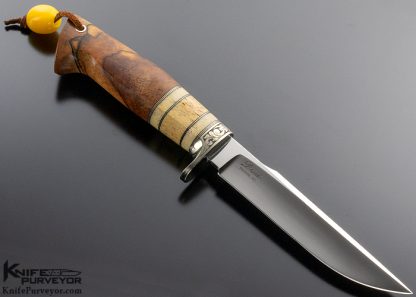 D'Alton Holder Custom Knife "Slim" Natchez with Fossilized Walrus Bone, Oosic and Spalted Maple Engraved by Pat Holder - Image 3