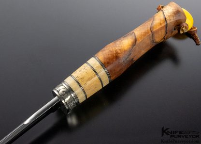 D'Alton Holder Custom Knife "Slim" Natchez with Fossilized Walrus Bone, Oosic and Spalted Maple Engraved by Pat Holder - Image 5