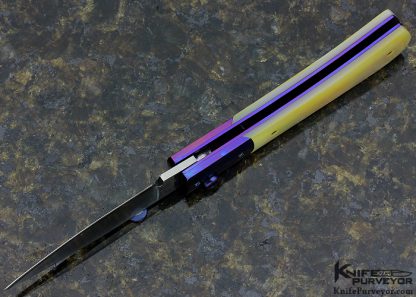 Paul Fox Custom Knife South Sea Gold Lip Pearl & Anodized Titanium Toggle Lock - Image 5