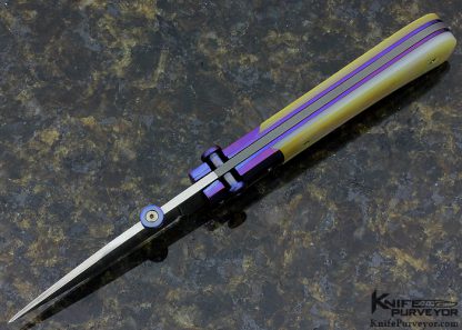Paul Fox Custom Knife South Sea Gold Lip Pearl & Anodized Titanium Toggle Lock - Image 4