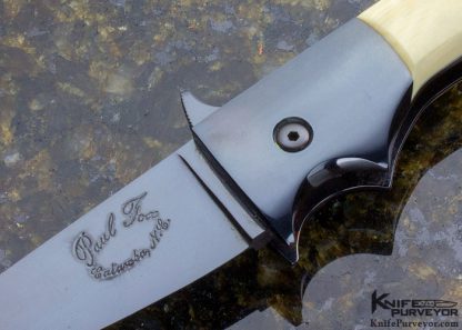 Paul Fox Custom Knife Blued Steel & Mammoth Lockback - Image 2