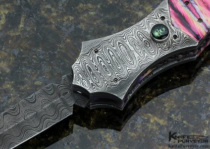 Paul Panak Custom Knife Damascus Auto Art Linerlock Dagger - Image 2