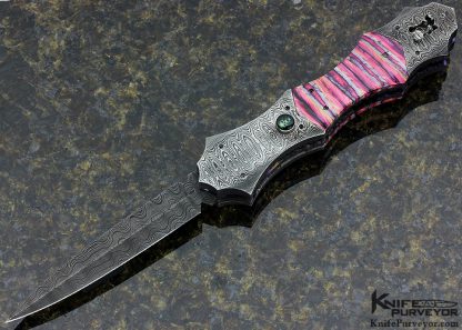 Paul Panak Custom Knife Damascus Auto Art Linerlock Dagger