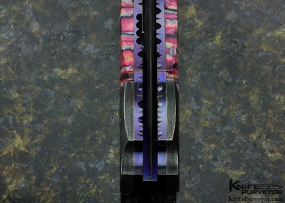 Paul Panak Custom Knife Damascus Auto Art Linerlock Dagger - Image 7