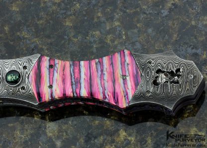 Paul Panak Custom Knife Damascus Auto Art Linerlock Dagger - Image 3