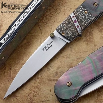 W.D. Pease Custom Knives Blacklip Tahitian Pearl Shell with Robert Eggerling Damascus Lockback - Image 2