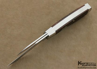 Enrique Pena Custom Knife Brown Jigged Bone 2 Blade Gunstock Slip Joint with Federal Shield - Image 3