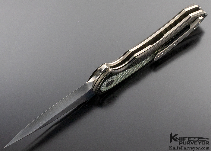 Peter Carey Custom Knife Black Carbon Fiber & Silver Twill Carbon Fiber "Corner Stone" Flipper - Image 7