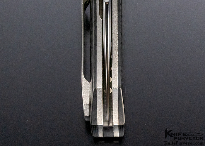 Peter Carey Custom Knife Black Carbon Fiber & Silver Twill Carbon Fiber "Corner Stone" Flipper - Image 8
