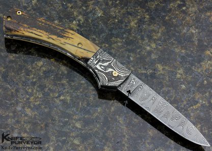 Peter Martin Custom Knife Bolster Release Damascus Auto - Image 3