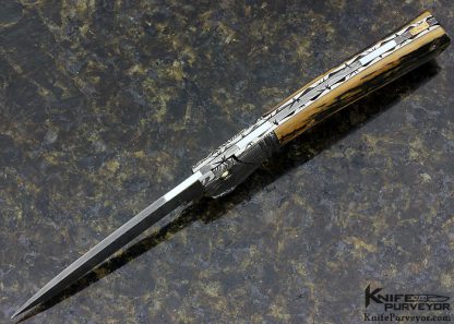 Peter Martin Custom Knife Bolster Release Damascus Auto - Image 5