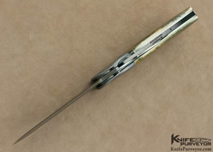 Phil Boguszewski Custom Knife Mammoth Ivory & Devin Thomas Damascus Dress "Cobra" Flipper - Image 5