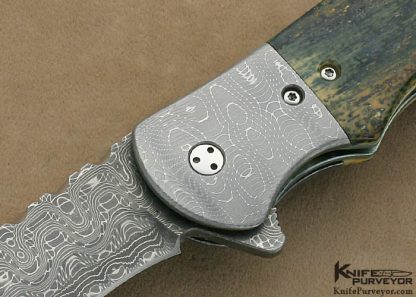 Phil Boguszewski Custom Knife Mammoth Ivory & Devin Thomas Damascus Dress "Cobra" Flipper - Image 2