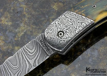 Phillip Booth Custom Knife Damascus and Mammoth Auto Scale Release - Image 2