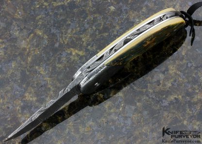 Phillip Booth Custom Knife Damascus and Mammoth Auto Scale Release - Image 4