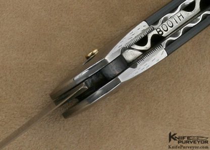 Phil Booth Custom Knife Black Lip Tahitian Pearl Shell & Damascus Double Blade Button Release - Image 6