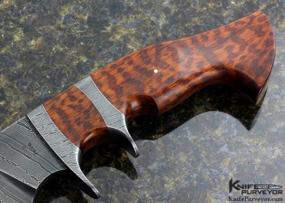 Philip Patton Custom Knife Snakewood and Sole Authorship Damascus Sub Hilt Camp Knife - Image 2