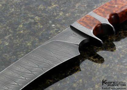 Philip Patton Custom Knife Snakewood and Sole Authorship Damascus Sub Hilt Camp Knife - Image 3