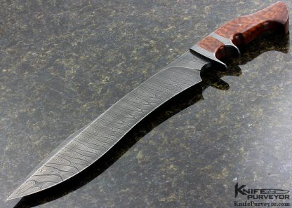 Philip Patton Custom Knife Snakewood and Sole Authorship Damascus Sub Hilt Camp Knife