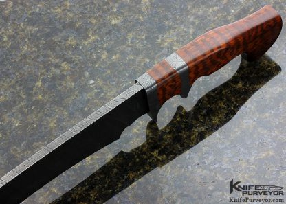 Philip Patton Custom Knife Snakewood and Sole Authorship Damascus Sub Hilt Camp Knife - Image 5