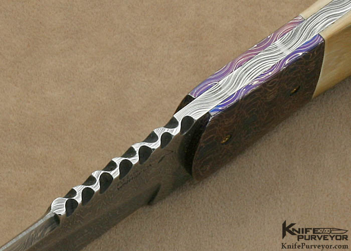 PJ Ernest Custom Knife Blued Damascus & Mammoth Ivory Fighter - Image 6