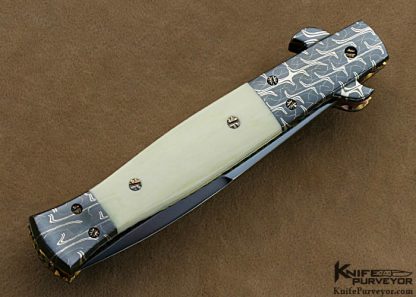 Frank Potter Custom Knives  Blued Robert Eggerling Damascus "Italia" Auto - Image 3