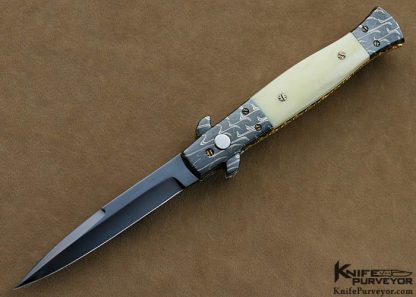 Frank Potter Custom Knives  Blued Robert Eggerling Damascus "Italia" Auto