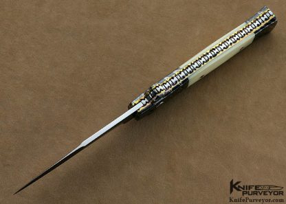 Frank Potter Custom Knives  Blued Robert Eggerling Damascus "Italia" Auto - Image 4