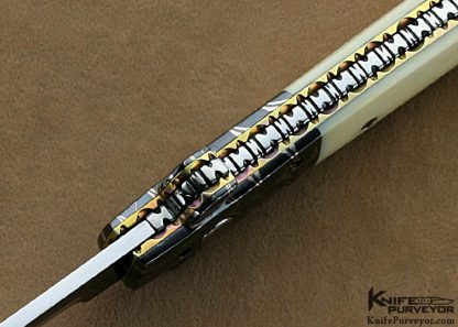 Frank Potter Custom Knives  Blued Robert Eggerling Damascus "Italia" Auto - Image 5