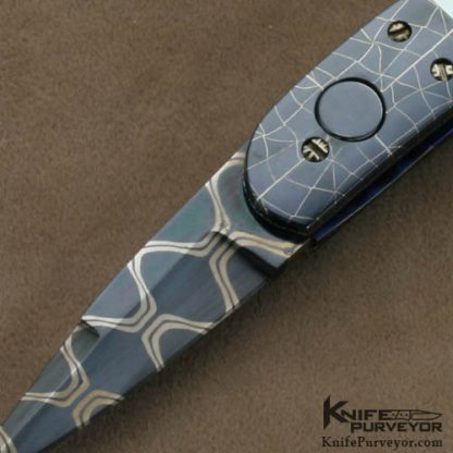 Frank Potter Custom Knives Mother of Pearl & Rober Eggerling Damascus "Pee Wee" Automatic - Image 2