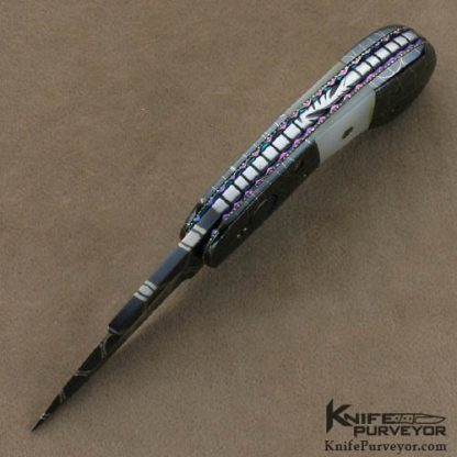 Frank Potter Custom Knives Mother of Pearl & Rober Eggerling Damascus "Pee Wee" Automatic - Image 5