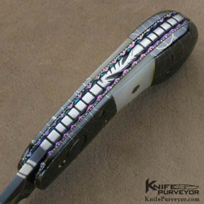 Frank Potter Custom Knives Mother of Pearl & Rober Eggerling Damascus "Pee Wee" Automatic - Image 4