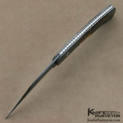 Frank Potter Custom Knives "Black Mamba" Antique Tortoise Shell & Blued Steel Wharncliff Auto - Image 5