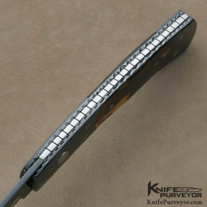 Frank Potter Custom Knives "Black Mamba" Antique Tortoise Shell & Blued Steel Wharncliff Auto - Image 4