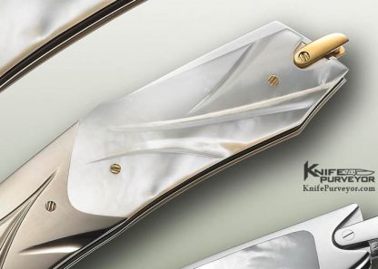 Salvatore Puddu Custom Knife Fluted Pearl Shell and Fluted Titanium "Majestic" Lockback - Image 3