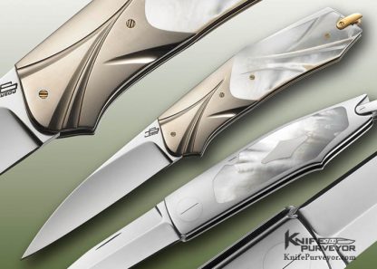Salvatore Puddu Custom Knife Fluted Pearl Shell and Fluted Titanium "Majestic" Lockback
