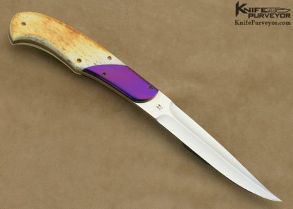 Ivan DerMerwe Custom Knives Giraffe Bone & Anodized Titanium Boot Knife - Image 3