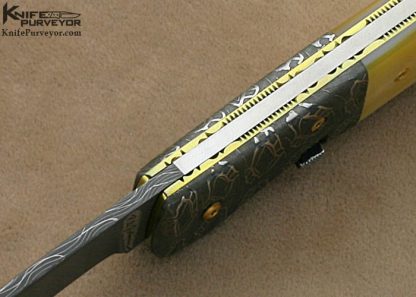 R.B. Johnson Custom Knife South Sea Goldlip Pearl & Damascus Automatic - Image 5