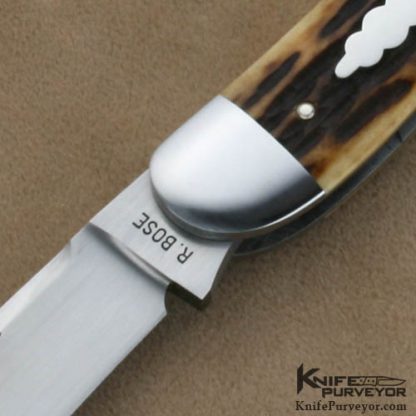 Reese Bose Custom Knife #5 Remington Jigged Bone Three Bladed Split Back Whittler Slip Joint - Image 2