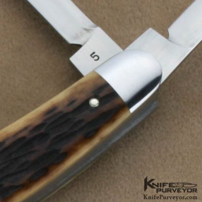 Reese Bose Custom Knife #5 Remington Jigged Bone Three Bladed Split Back Whittler Slip Joint - Image 3
