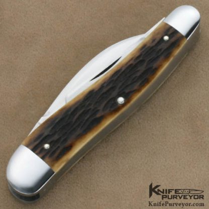 Reese Bose Custom Knife #5 Remington Jigged Bone Three Bladed Split Back Whittler Slip Joint - Image 4