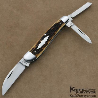 Reese Bose Custom Knife #5 Remington Jigged Bone Three Bladed Split Back Whittler Slip Joint
