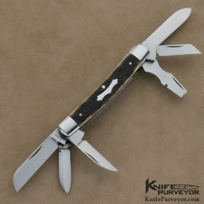 Reese Bose Custom Knife #0 Remington Jigged Bone Six Bladed Congress Slip Joint