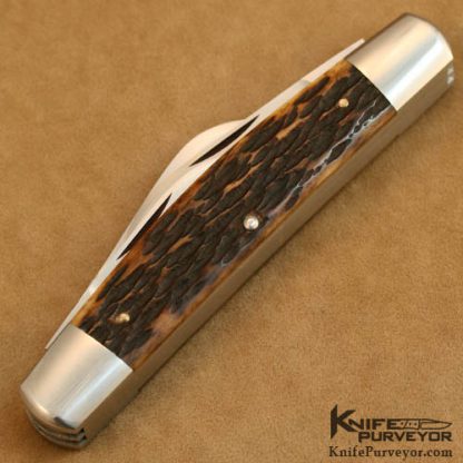 Reese Bose Custom Knife 4 Blade Large Congress #0 in Remington Jigged Bone - Image 3