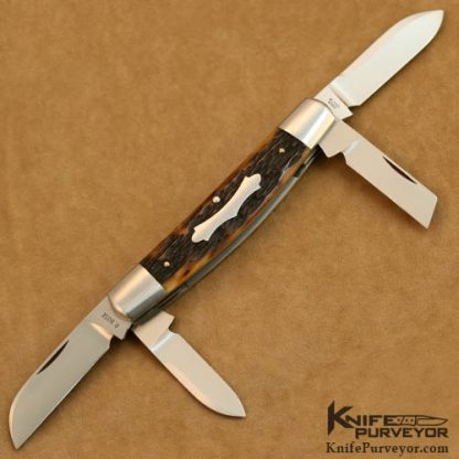 Reese Bose Custom Knife 4 Blade Large Congress #0 in Remington Jigged Bone
