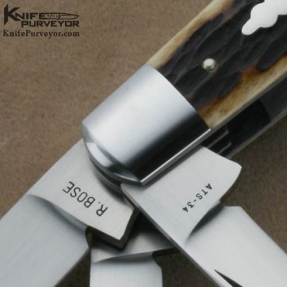 Reese Bose Custom Knife #5 Remington Jigged Bone 5 Blade Large Rogers Congress Slip Joint - Image 2