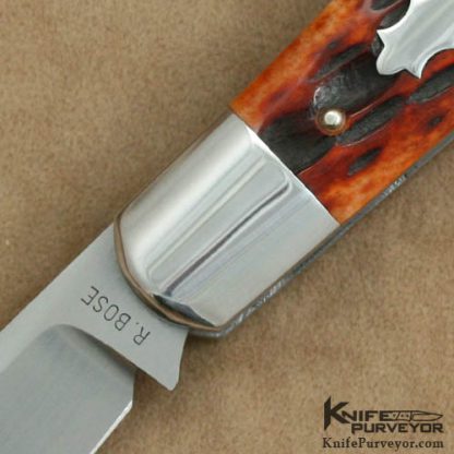 Reese Bose Custom Knife Single Blade AG Russel Jigged Bone #6 Saddlehorn - Image 2